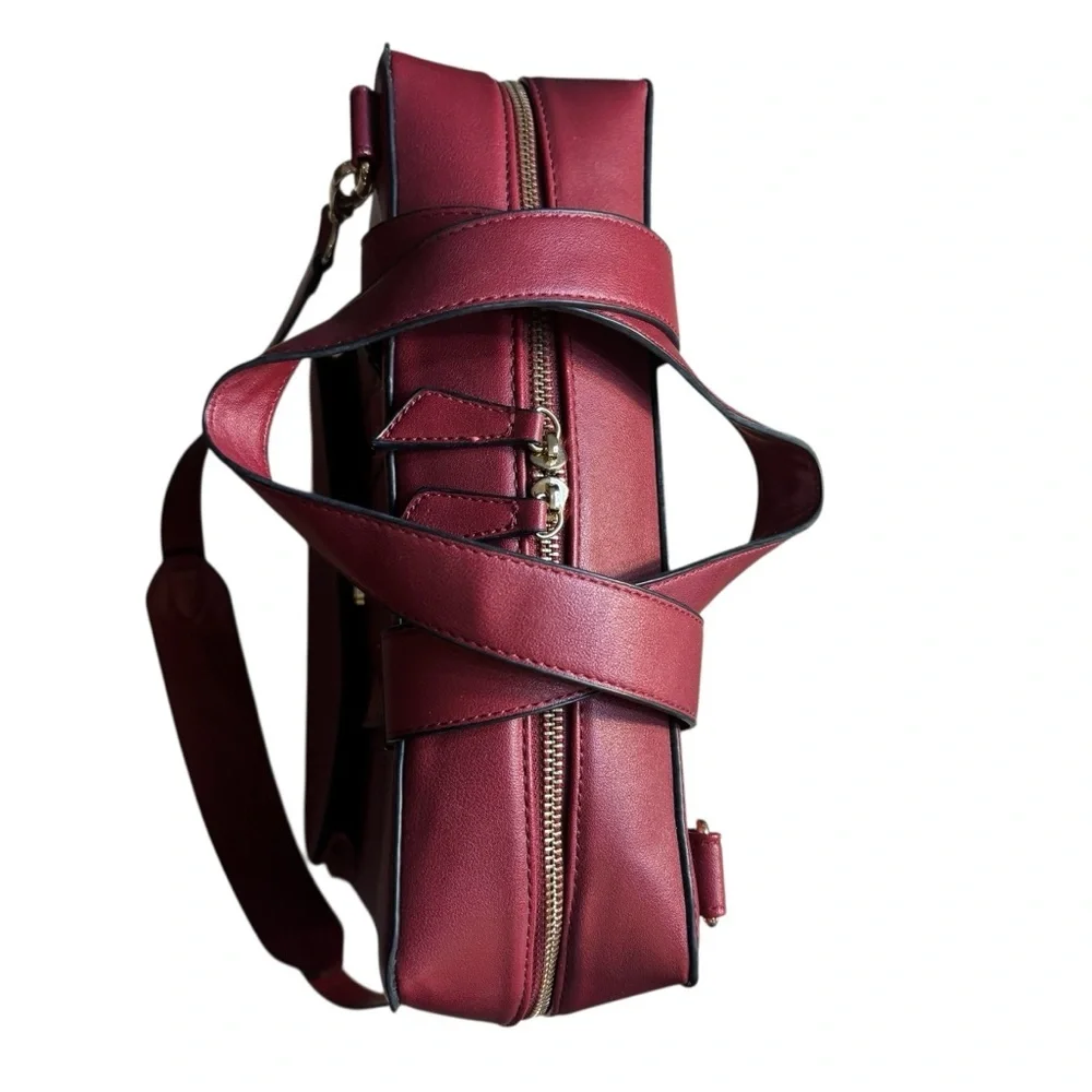 NEW Laptop Bag Estarer Burgundy Wine Faux Leather Gold Hardware Tote Bag NWOT